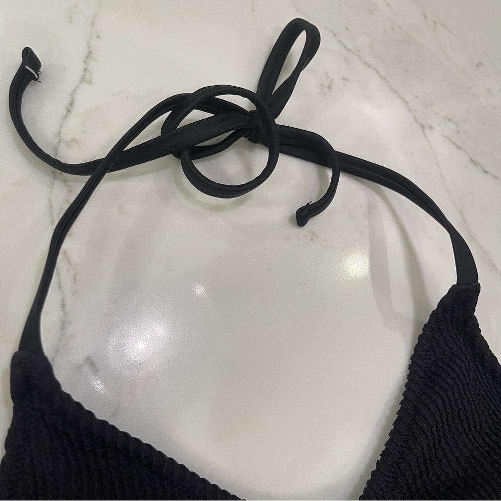 Aerie Black Ribbed Halter Bikini Top - Picture 3 of 11